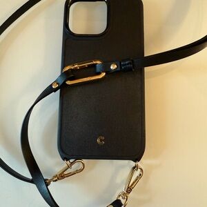 New Black Phone Case with adjustable Strap (Vegan Leather)